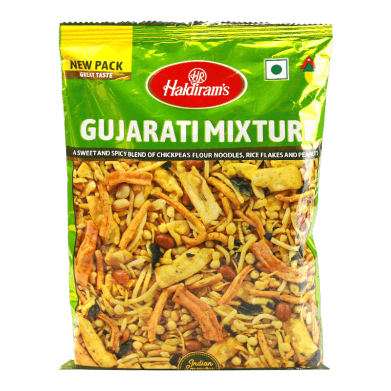 Haldiram-s-200g-Gujarati-Mix--mit-wuerzigen-Nudeln--Puffreis-und-Erdnuessen--16327 Haldiram's Gujarati Mixture 200g – Bild 1