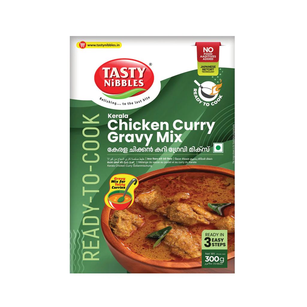 Keralachickencurrygravymix_Frontside_1024x1024 Tasty Nibbles Kerala Chicken Greavy Mix 200g – Bild 1